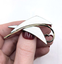 Vintage A.Sch. Norway Sterling Silver Guilloche Enamel Abstract Brooch Pin