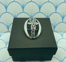 Vintage Mackintosh Style 925 Sterling Silver and Amethyst Flower Brooch with Box