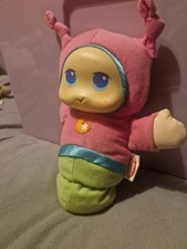 Playskool 2009 Baby Girl Glow Worm Pink & Green 11.5" Plush Light Up And Music