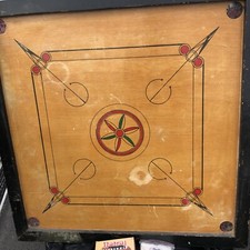Large Carrom Board 32" x 32" with Striker, Coins. Bought In India.