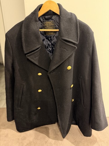 Men navy wool blend double - blend,