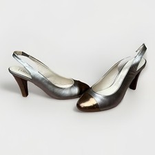 NEW Lotus SIZE 5 EU 38 Metallic Pewter Bronze Toe Slingback Mid Heel Shoes 