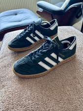 Adidas Hamburg Size UK 8 In Black Suede With White Stripes Very Good