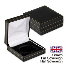 Black Coin Medal Presentation Box Display Case Single Coin, Leatherette, 6 Types