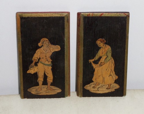 Antique inlaid wooden panels - antique,