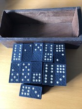 Vintage Double Nine Dominoes Complete Set of 55 In Wooden Box