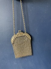 Vintage Antique Art Nouveau Silver Plated Mesh Coin Purse With Chain