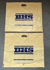 Vintage British Home Stores Large Yellow Carrier Bag x 2 - Measure 24” x 20”