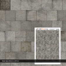 5 x SHEETS CONCRETE PAVING SLABS BRICK PAPER OO GAUGE 1:76 MODEL RAILWAY TX117