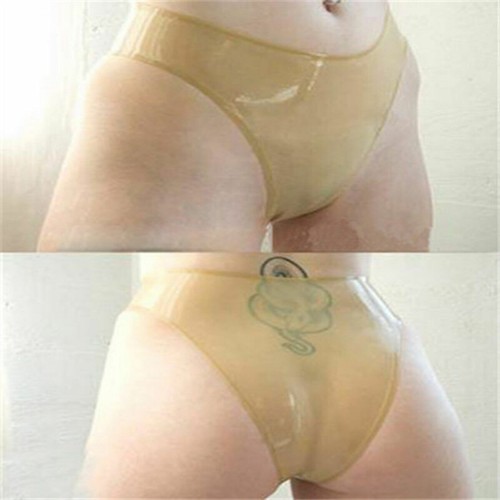 Women transparent latex briefs - transparent,