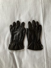 Men's Brown Leather Gloves, Vintage Fur Lined, Small