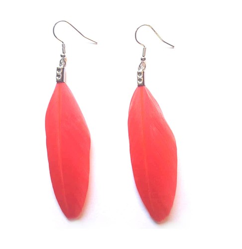 Feather earrings multi colour - feather, multi-colour