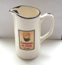 guinness as usual advertising water jug white made by carrigaline pottery in VGC