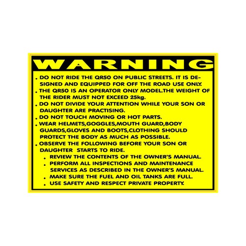 Honda qr50 replacement warning - qr50,