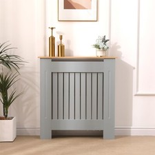AVC Designs Small Modern Radiator Cover Vertical Slats MDF Wood Grey + Warranty