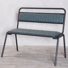 BLUE UPHOLSTERED DINING BENCH
