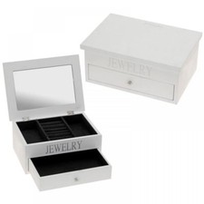 Wooden white jewellery box - white,