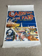 Antique Vintage Carnival Fun Fair Poster, Motorcycle Death Riders, Ghost Train