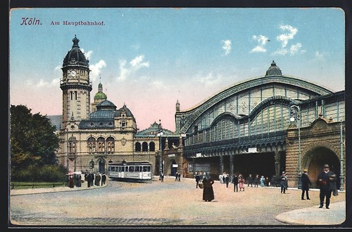 Postcard cologne tram at - of,