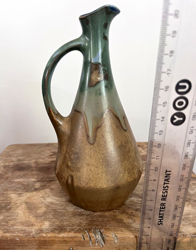 Green brown drip glaze ceramic - brown,