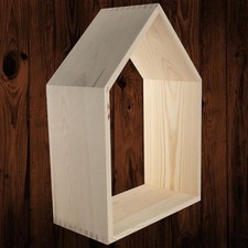 Large Pine Wooden House Shaped Shelf Without Back Panel | W25 x D13 x H35 cm