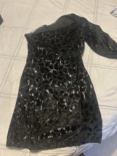 Myleene Klass One Sleeve Velvet Sequin Black Dress Size 10 Uk next