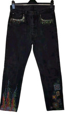 Unique LEVI STRAUSS 501 sparkly hand painted design straight leg jeans 34x34
