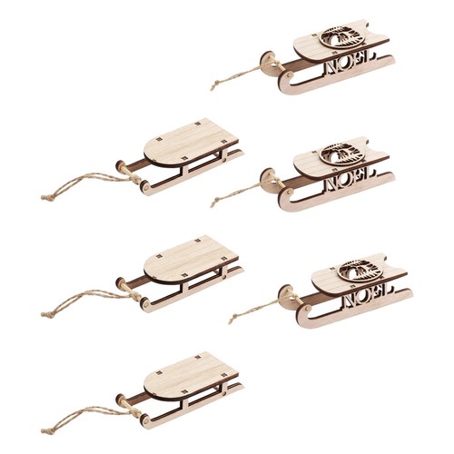 6pcs wooden sleigh - sleigh, pendants