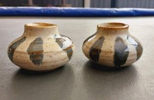 Studio Pottery Squat vase drip vase 2 small bud vases studio pottery bud vases