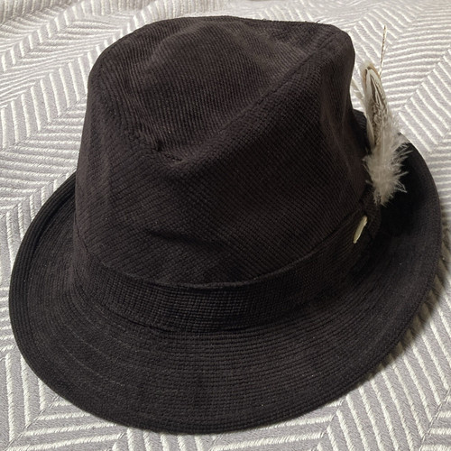 Men black fedora hat with - fedora,