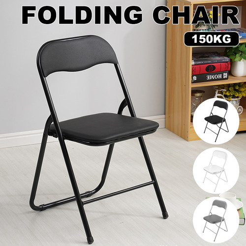 Black metal folding chair - metal,