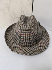 Vintage Christy’s London Durham Trilby Hat Wool Check Made England Size 7 1/4