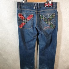 Vintage Coogi Baggy Y2K Hip Hop Denim Jeans Men W38 L30 Blue Embroidered Pattern