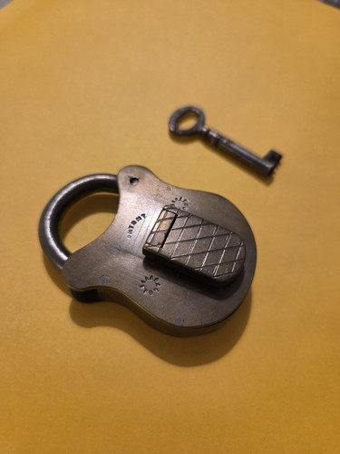 Antique brass padlock with - antique,