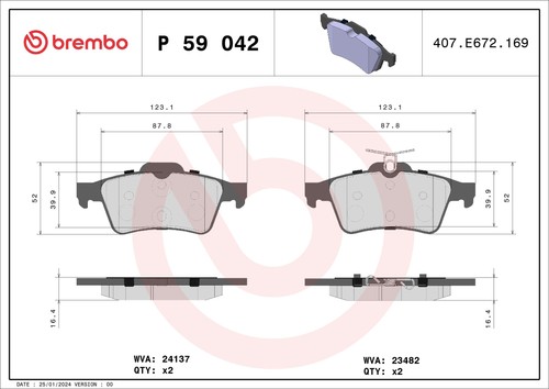 P59042 brake pad set - p59042,