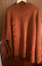 Joe Browns Rust Orange Jumper size 32/34 with floral pattern detail BNWOT 
