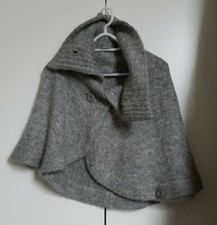 Atmosphere grey wool blend batwing cape poncho, size M, NEW