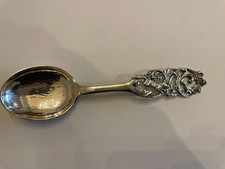 Antique  A.P. Mylius Brodrene Norwegian Sterling Silver Spoon 7" w/fox & rooster