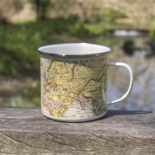 Vintage world map - tin, enamel