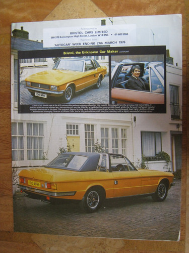 Bristol cars brochure page - 4,