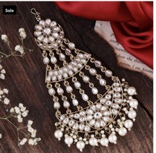 INDIAN JHUMAR PASSA HIJAB JHOOMAR HEAD PIECE JEWELLERY HAIR BUN PIN SIDE TIKKA