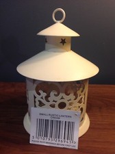 NEW Small Rustic Lantern Candle Tea Light Holder Soft Cream ORCHID LIVING H19 Cm