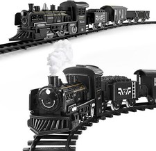 Electric Classic Train Track Carriages Set with Sounds & Lights Kids Toy Gift