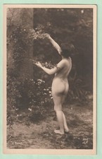 Rare original French real photo postcard naturist risqué nude 1910's RPPC #604