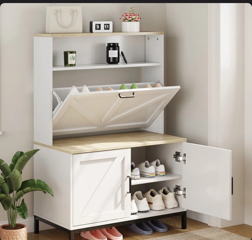 Wooden shoe cabinet with flip - cabinet,