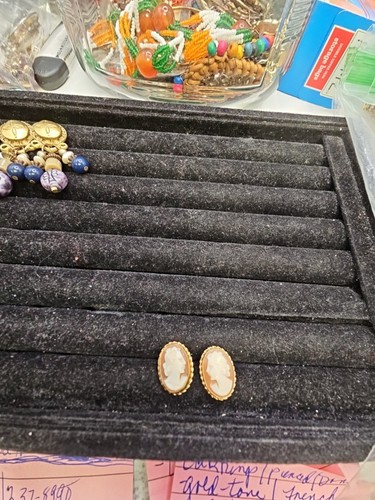 Earrings pierced studs cameo - earrings,