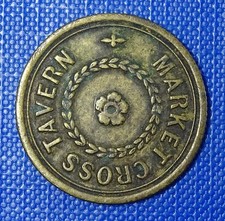 Yorkshire, Beverley, Market Cross Tavern 3D Temperance Pub Check/Token - Read!