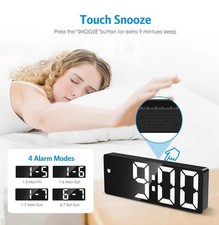 Digital Alarm Clock Large LED Screen Easy Read & Set Up Time Date 12/24H Display