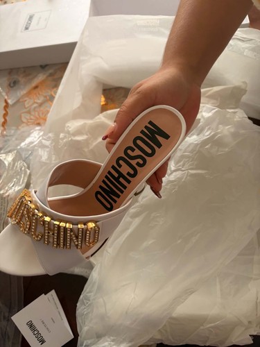 Moschino white leather logo - moschino,
