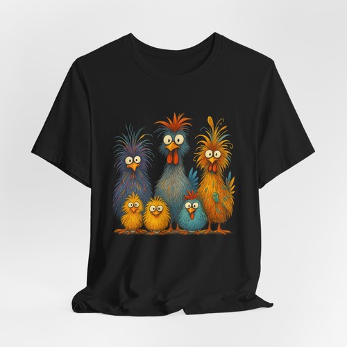 Colorful funny chicken family - chicken,